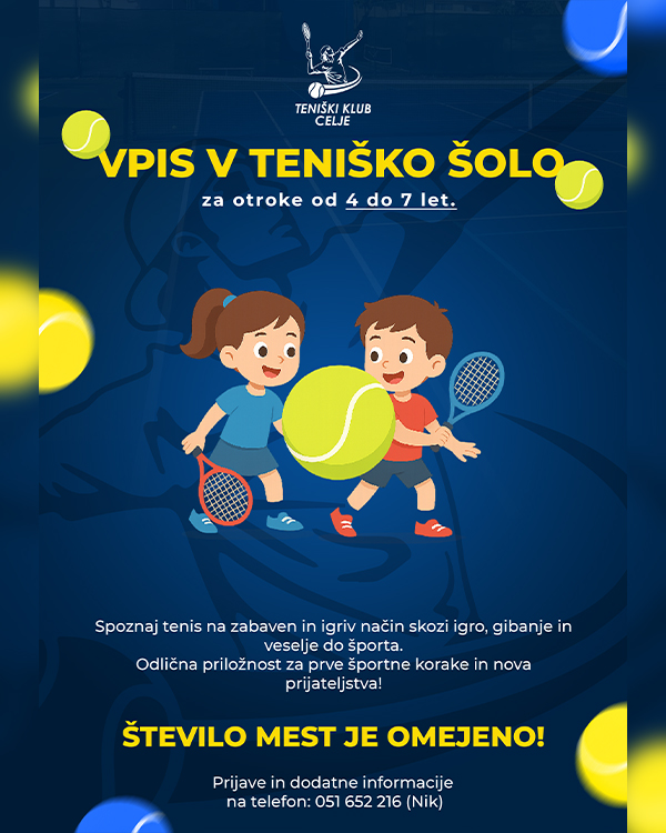 Vpis v teniško šolo (za otroke od 4 do 7 let)